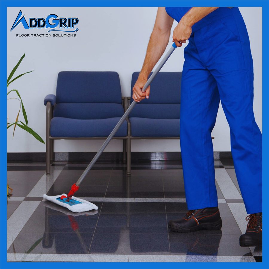 AddGrip floor traction treatment being applied