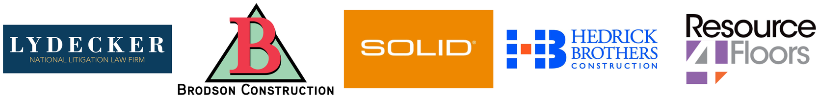 Client logos: Lydecker, Brodson Construction, Solid, Hedrick Brothers Construction, Resource4Floors