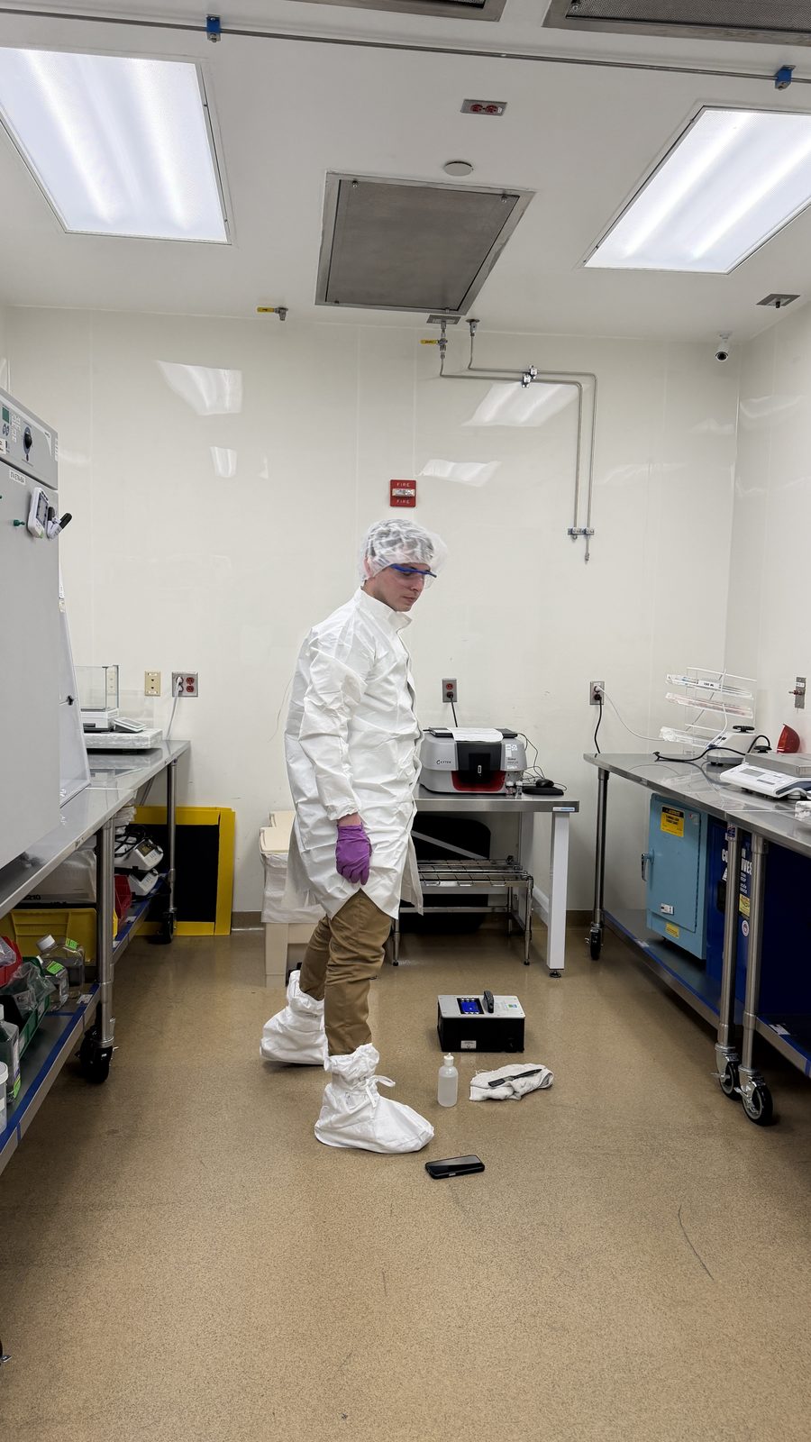 Slip resistance testing being performed in a controlled lab environment