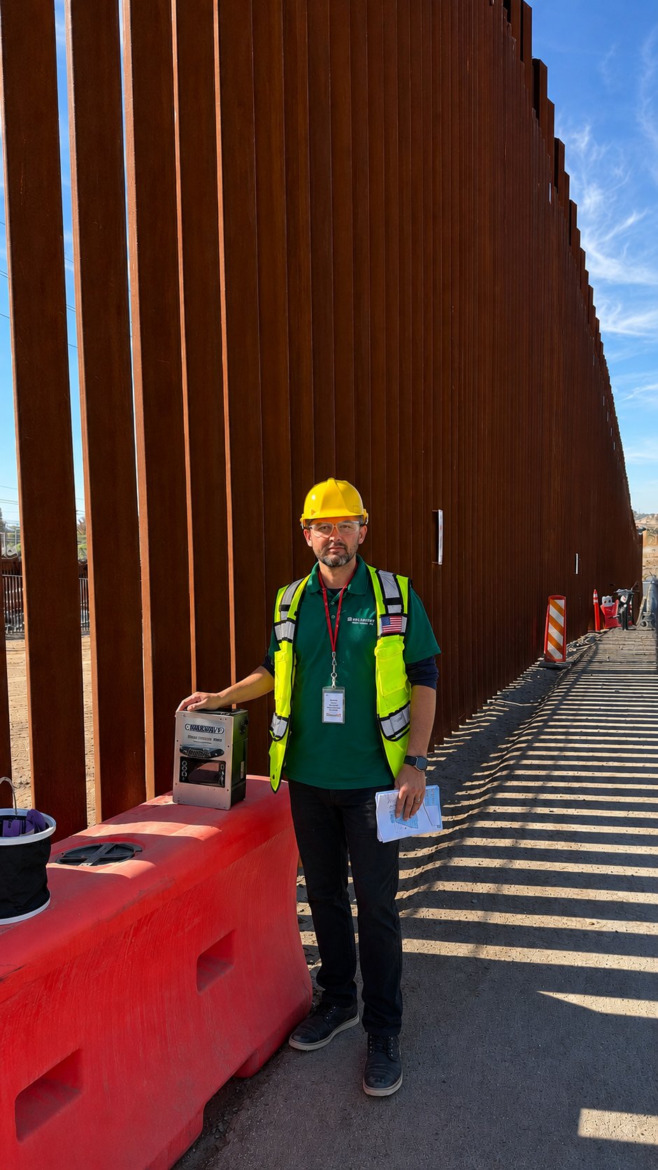 Walkway Management on site at a border wall construction project with the BOT-3000E tribometer case