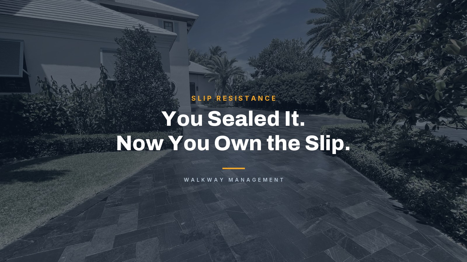 Sealed paver driveway - Walkway Management article on slip resistance and installer liability