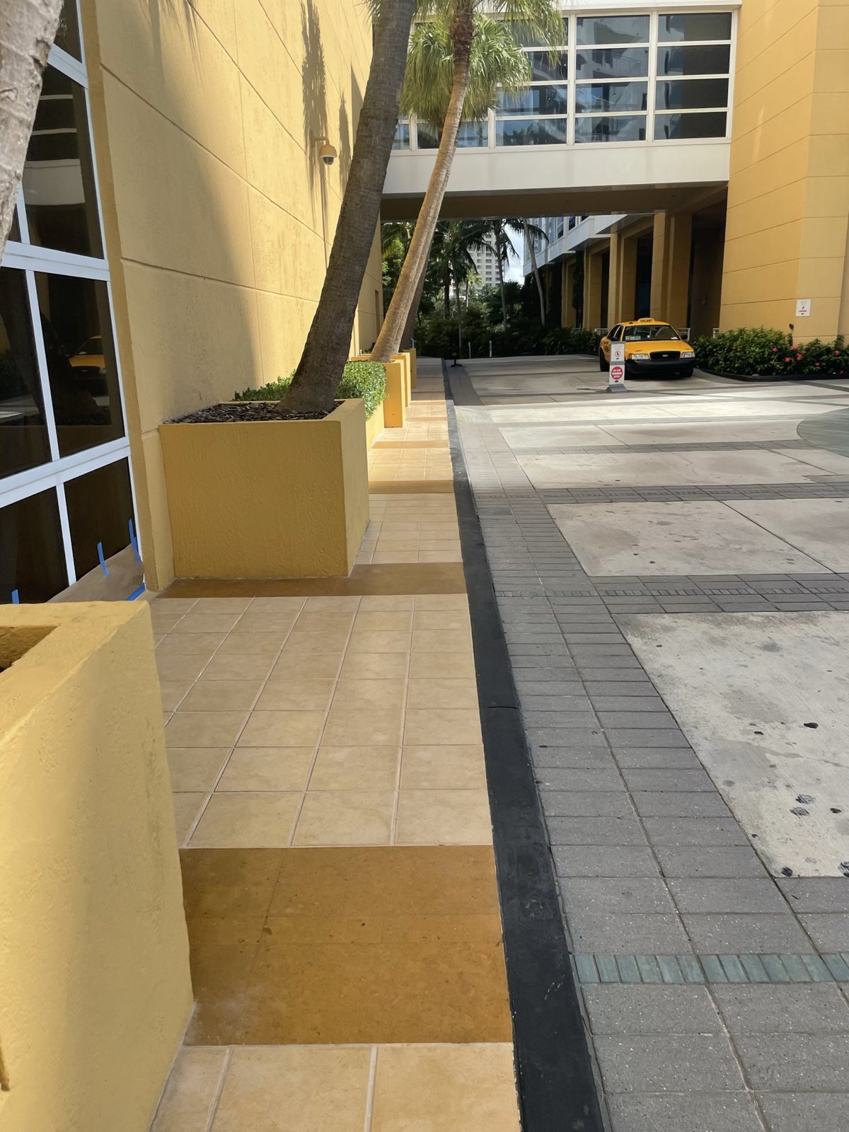 A hotel breezeway.
