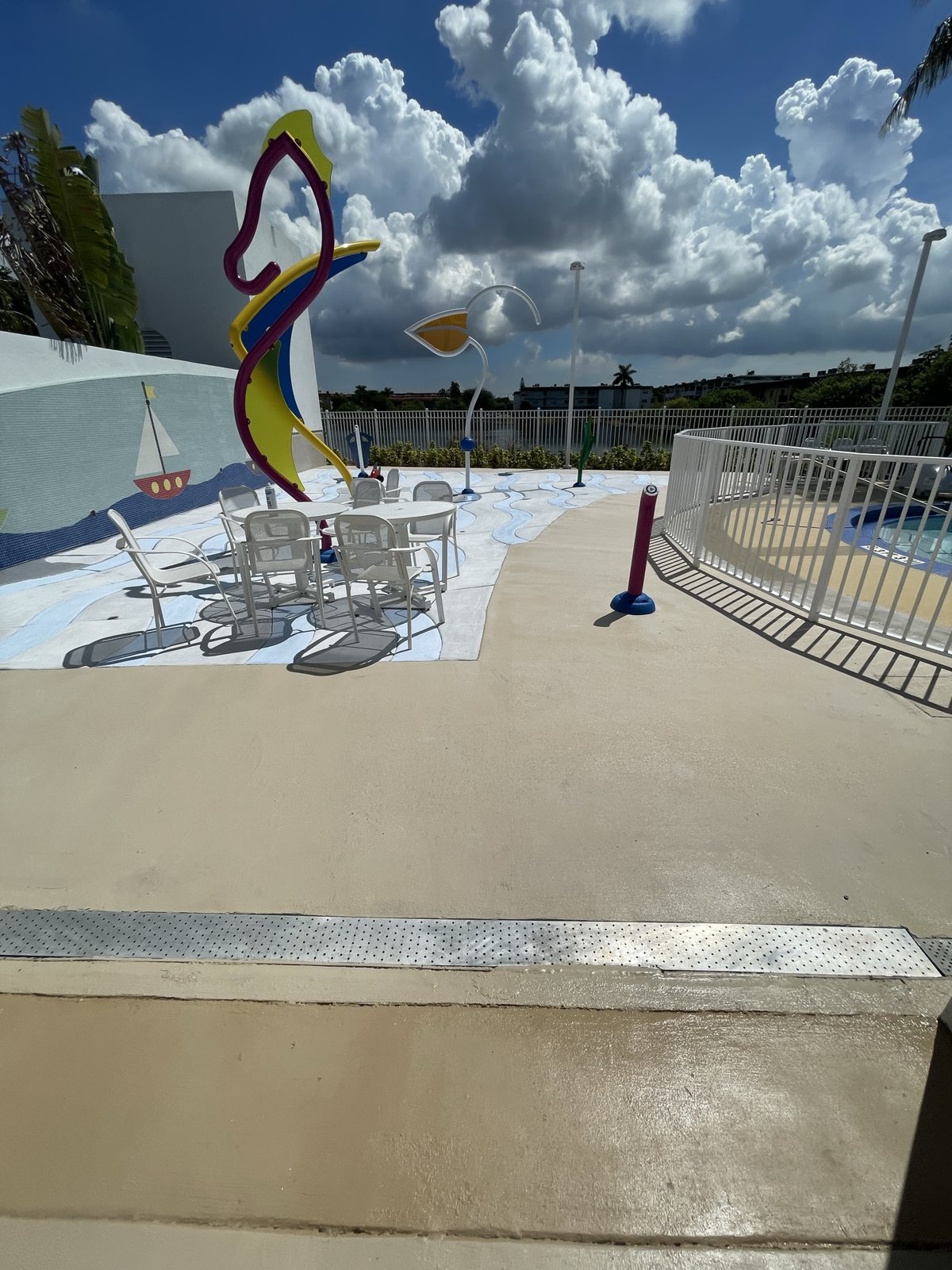 A rooftop pool deck.