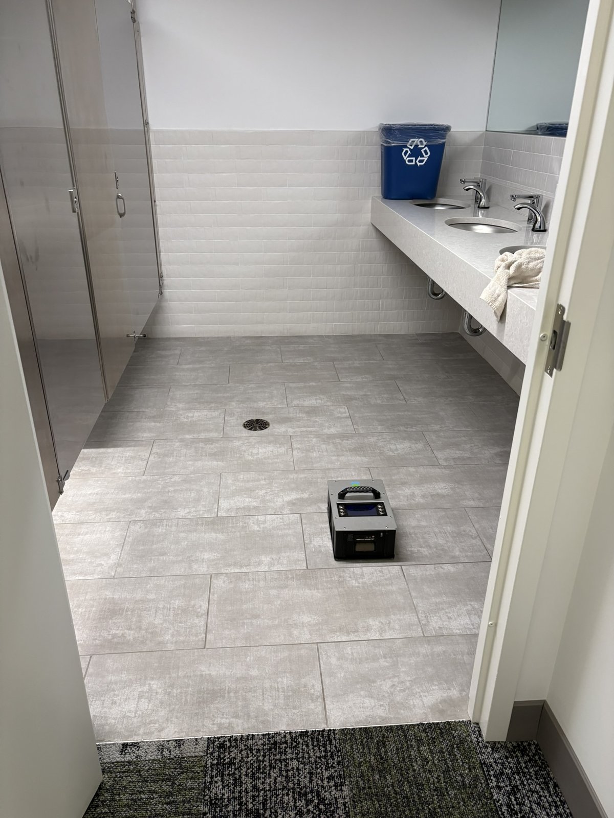 DCOF testing on a restroom floor.