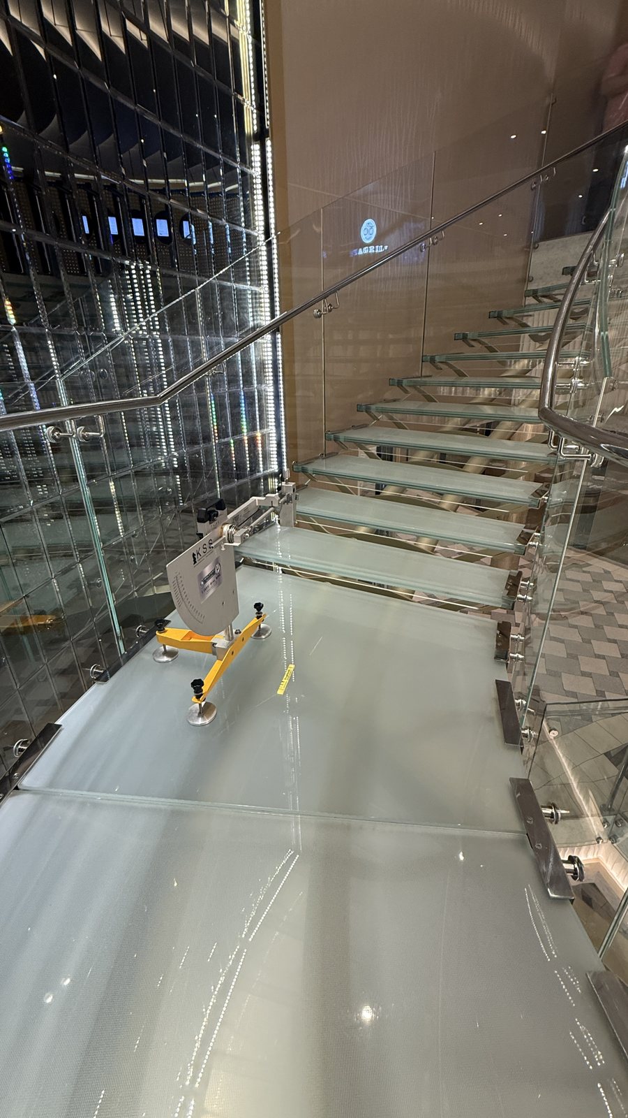 Testing a wet lobby floor.