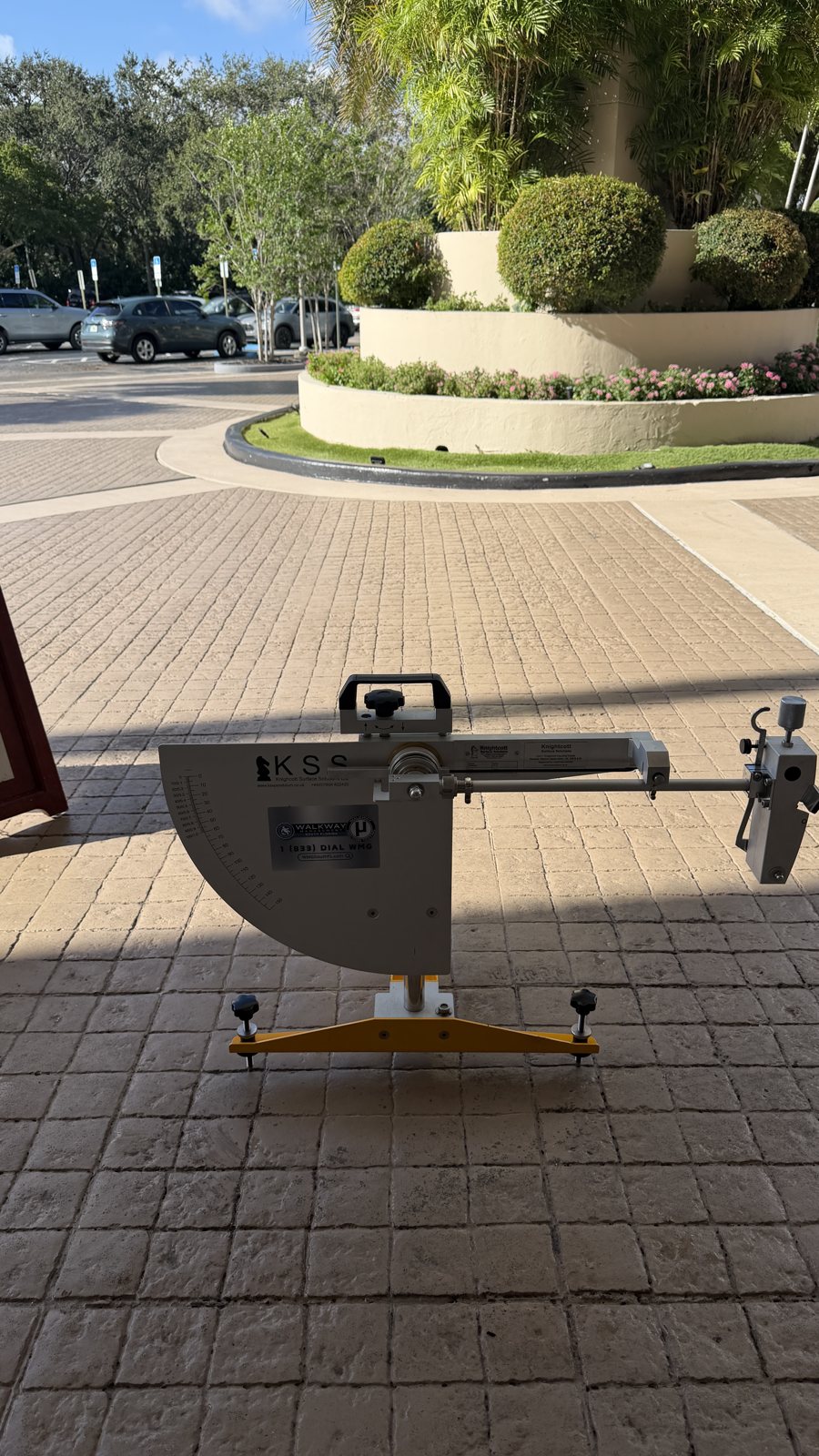 Pendulum on an exterior paver plaza.