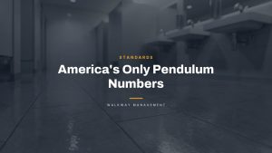 Wet tile floor with the headline America's Only Pendulum Numbers