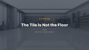 Empty tile showroom with the headline The Tile Is Not the Floor
